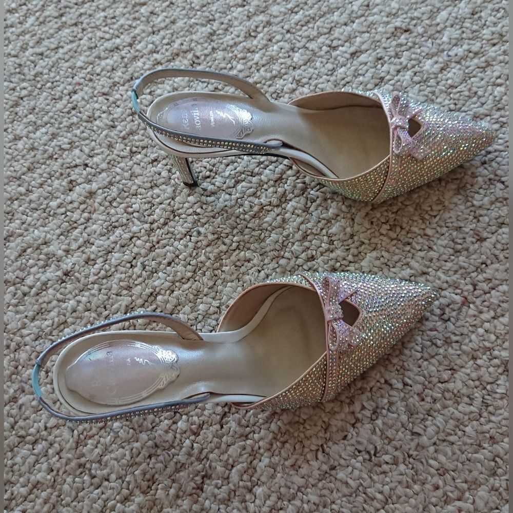Rene Caovilla crystal embellished bow slingbacks size 36 - Picture 2 of 16